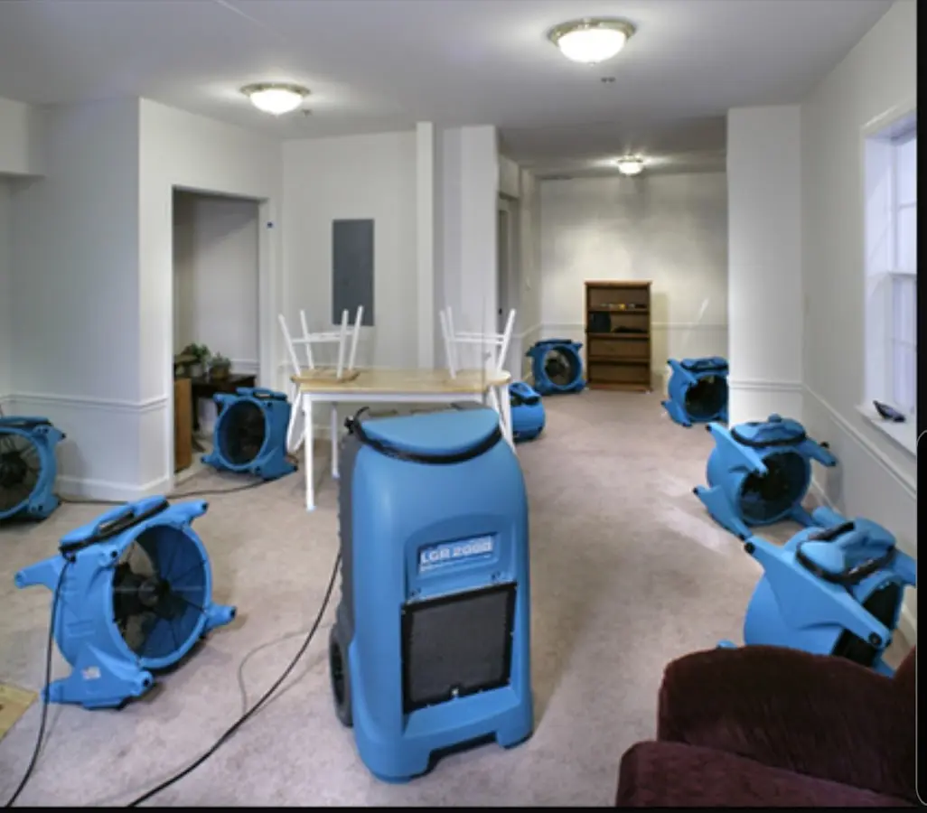 Air movers and dehumidifier setup for Water Extraction & Removal in Welby
